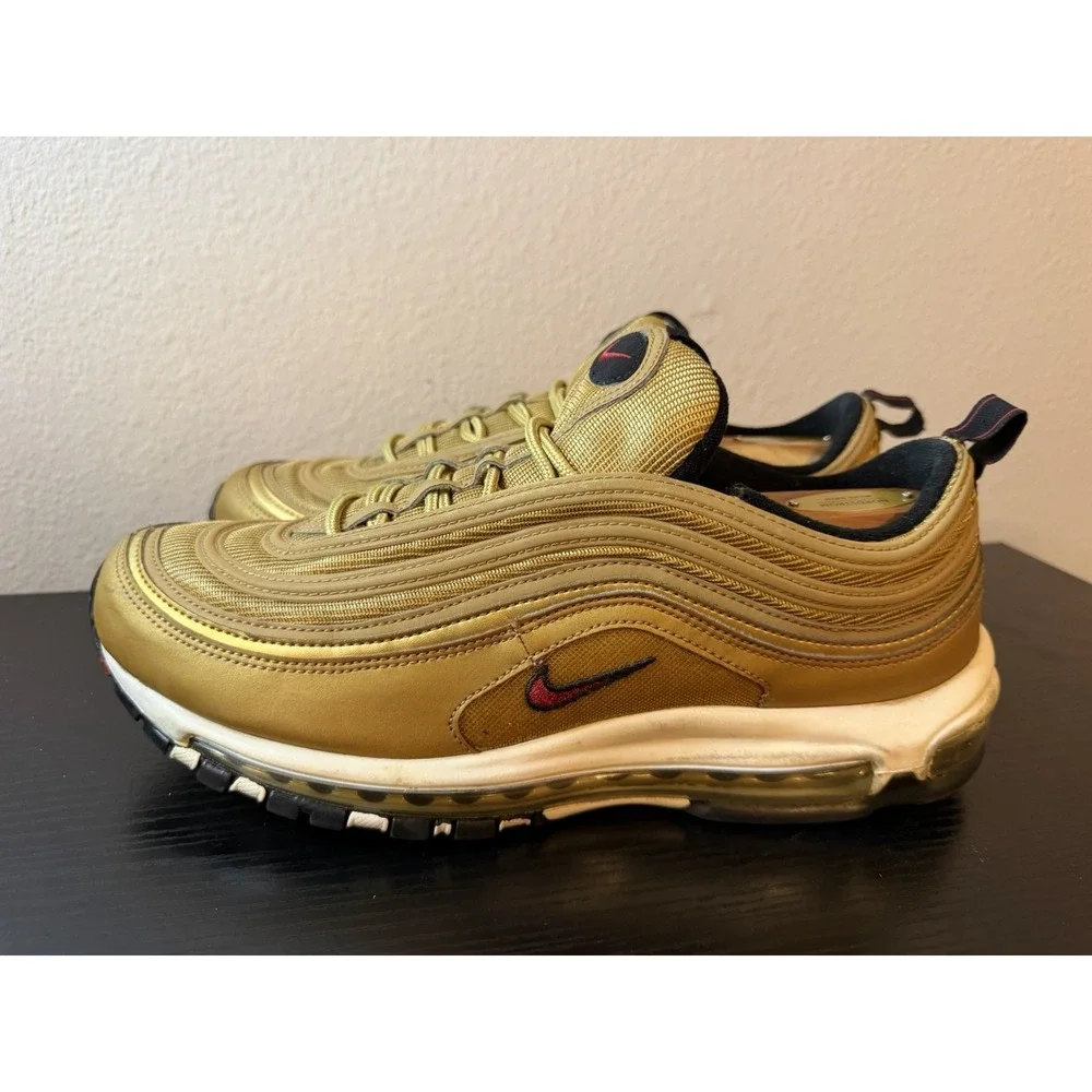 Men's Nike Air Max 97 OG Metallic Gold Golden Bullet Shoes Size 12 (DM0028-700)